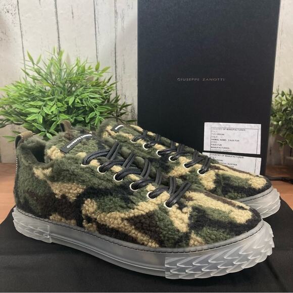 Giuseppe Zanotti Men's Blabber Camo Faux Fur Low Top Sneakers Size 40 US7 - Picture 3 of 16
